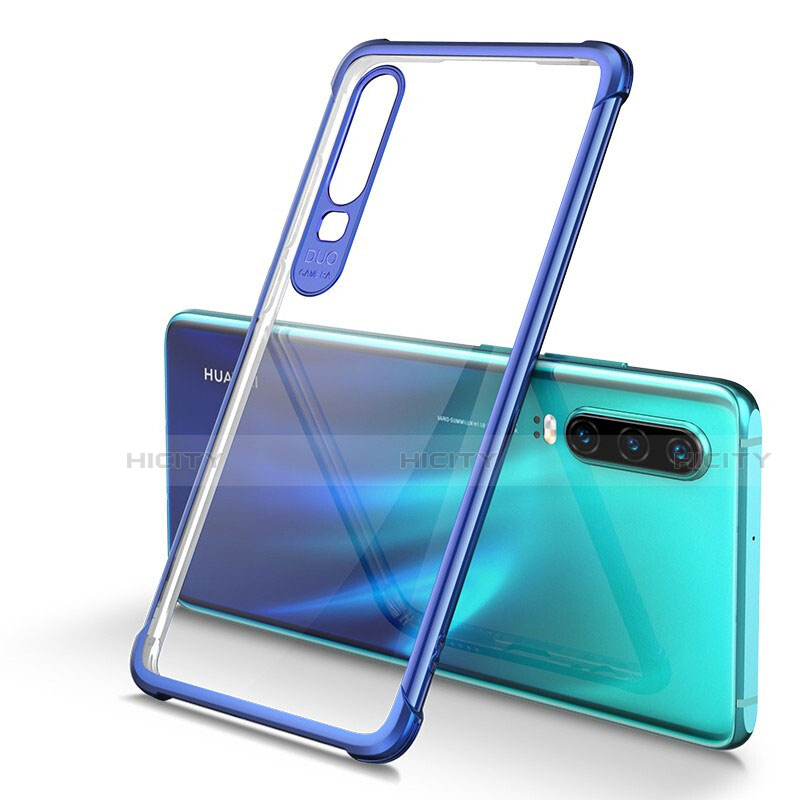 Silikon Schutzhülle Ultra Dünn Tasche Durchsichtig Transparent U01 für Huawei P30 Blau