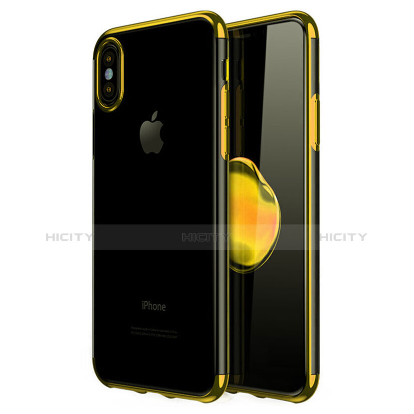 Silikon Schutzhülle Ultra Dünn Tasche Durchsichtig Transparent V02 für Apple iPhone X Gold Plus