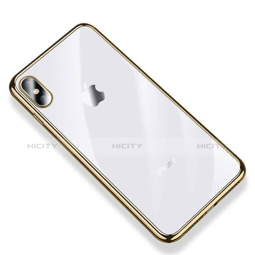 Silikon Schutzhülle Ultra Dünn Tasche Durchsichtig Transparent V03 für Apple iPhone X Gold Plus