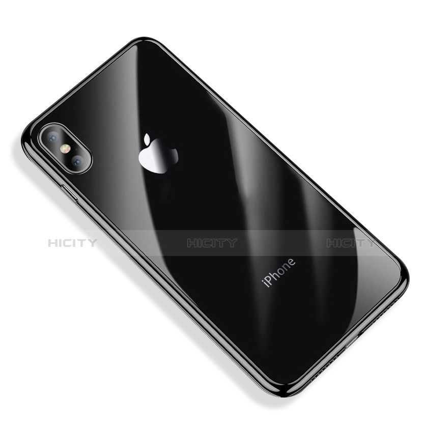 Silikon Schutzhülle Ultra Dünn Tasche Durchsichtig Transparent V03 für Apple iPhone X Schwarz