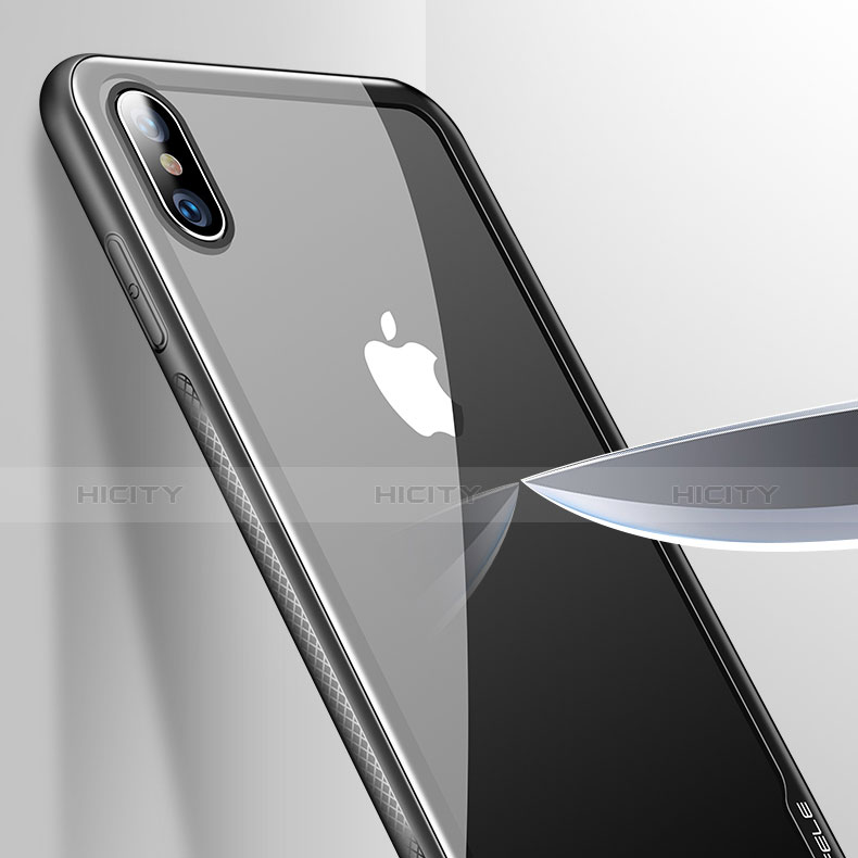 Silikon Schutzhülle Ultra Dünn Tasche Durchsichtig Transparent V08 für Apple iPhone Xs Schwarz