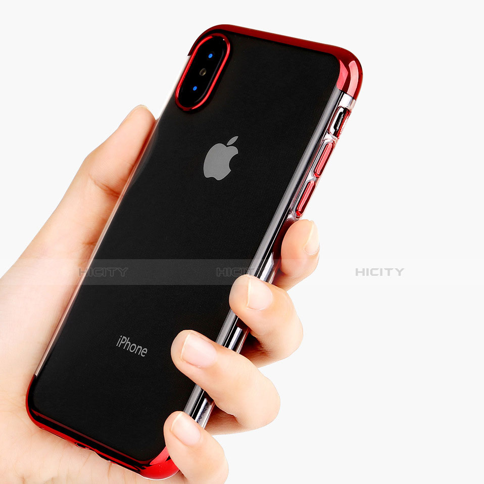 Silikon Schutzhülle Ultra Dünn Tasche Durchsichtig Transparent V11 für Apple iPhone X Rot