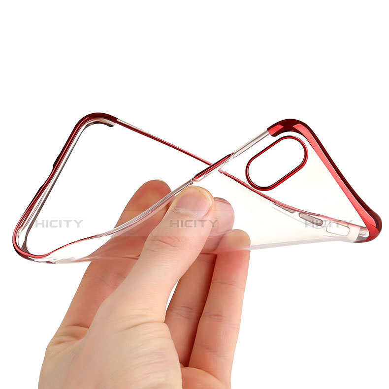 Silikon Schutzhülle Ultra Dünn Tasche Durchsichtig Transparent V11 für Apple iPhone X Rot