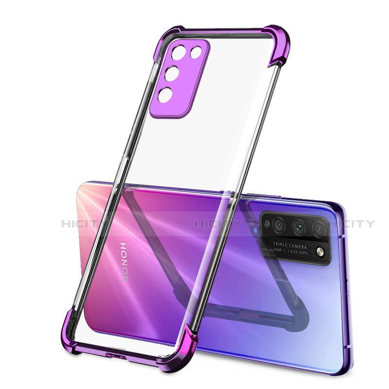 Silikon Schutzhülle Ultra Dünn Tasche Flexible Hülle Durchsichtig Transparent S01 für Huawei Honor 30 Lite 5G Violett Plus