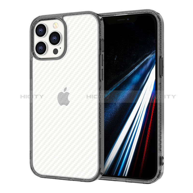 Silikon Schutzhülle Ultra Dünn Tasche Flexible Hülle Durchsichtig Transparent YJ1 für Apple iPhone 12 Pro Max Schwarz Plus