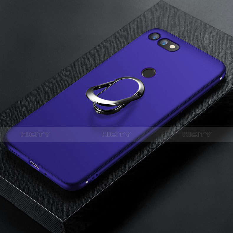 Silikon Schutzhülle Ultra Dünn Tasche Silikon mit Magnetisch Fingerring Ständer für Huawei Honor V20 Blau