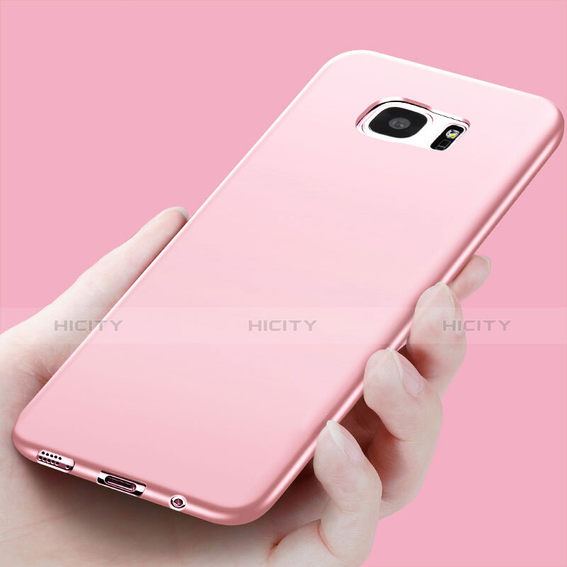 Silikon Schutzhülle Ultra Dünn Tasche Silikon R03 für Samsung Galaxy S7 Edge G935F Rosegold