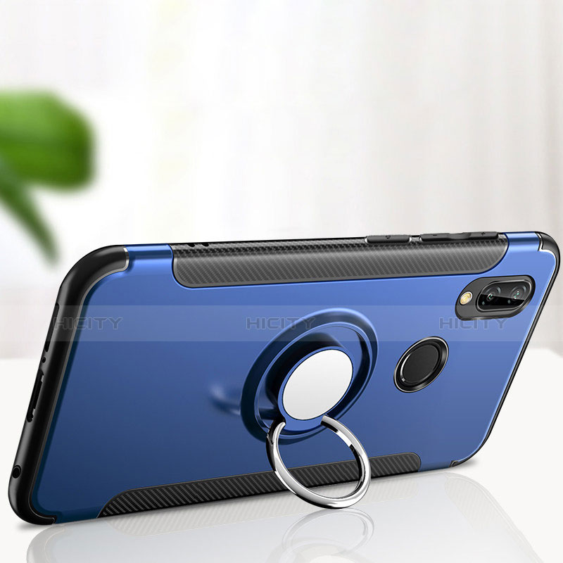 Silikon Schutzhülle und Kunststoff Tasche mit Fingerring Ständer für Huawei Nova 3i Blau