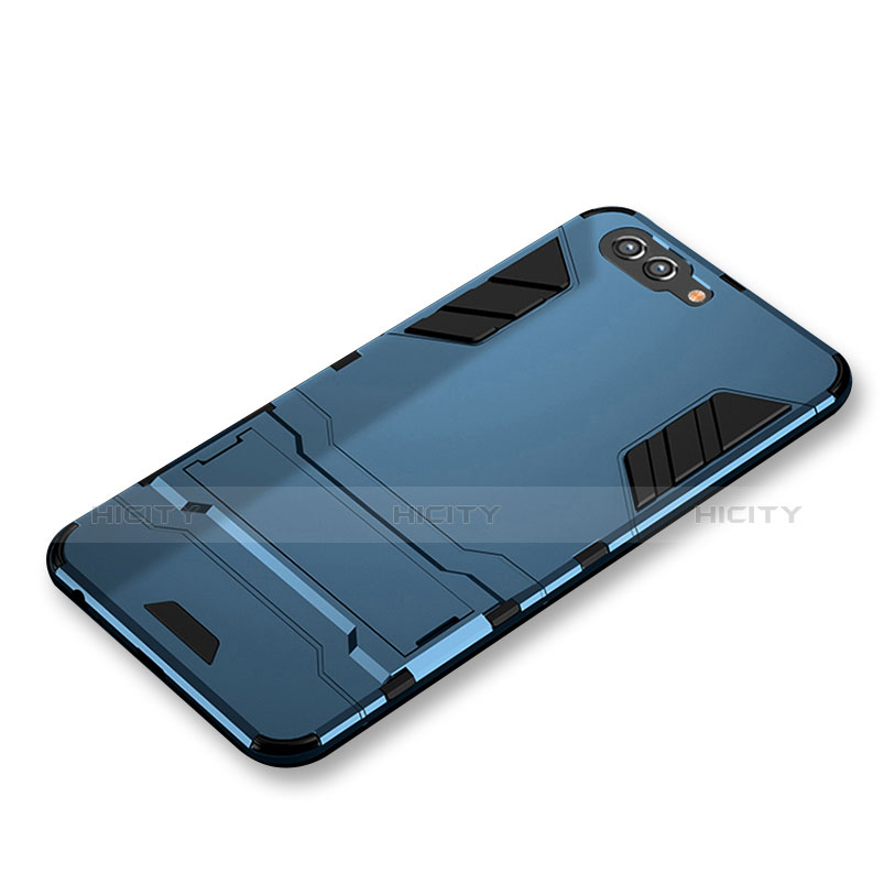 Silikon Schutzhülle und Kunststoff Tasche mit Ständer für Huawei Nova 2S Blau