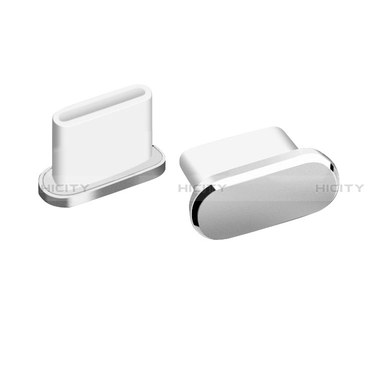 Staubschutz Stöpsel Passend USB-C Jack Type-C Universal H06 für Apple iPhone 15 Plus Silber