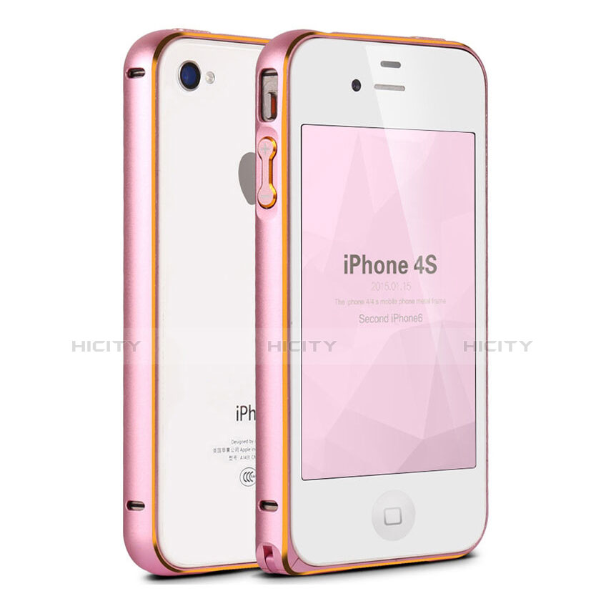 Tasche Luxus Aluminium Metall Rahmen für Apple iPhone 4 Rosa