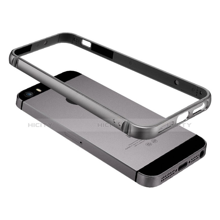 Tasche Luxus Aluminium Metall Rahmen für Apple iPhone 5 Grau