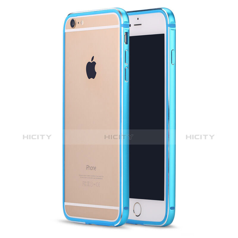 Tasche Luxus Aluminium Metall Rahmen für Apple iPhone 6 Hellblau Plus