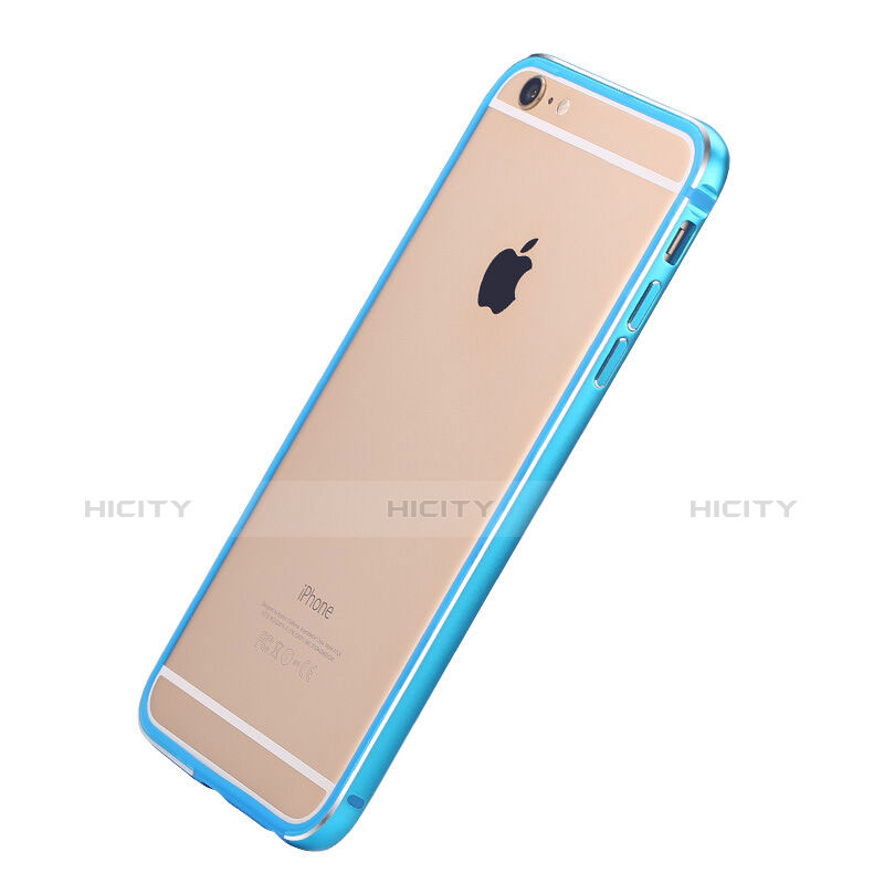 Tasche Luxus Aluminium Metall Rahmen für Apple iPhone 6 Hellblau groß