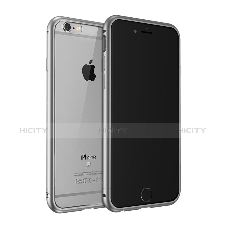 Tasche Luxus Aluminium Metall Rahmen für Apple iPhone 6S Grau Plus