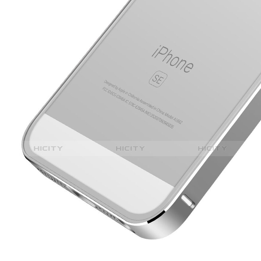 Tasche Luxus Aluminium Metall Rahmen für Apple iPhone SE Silber