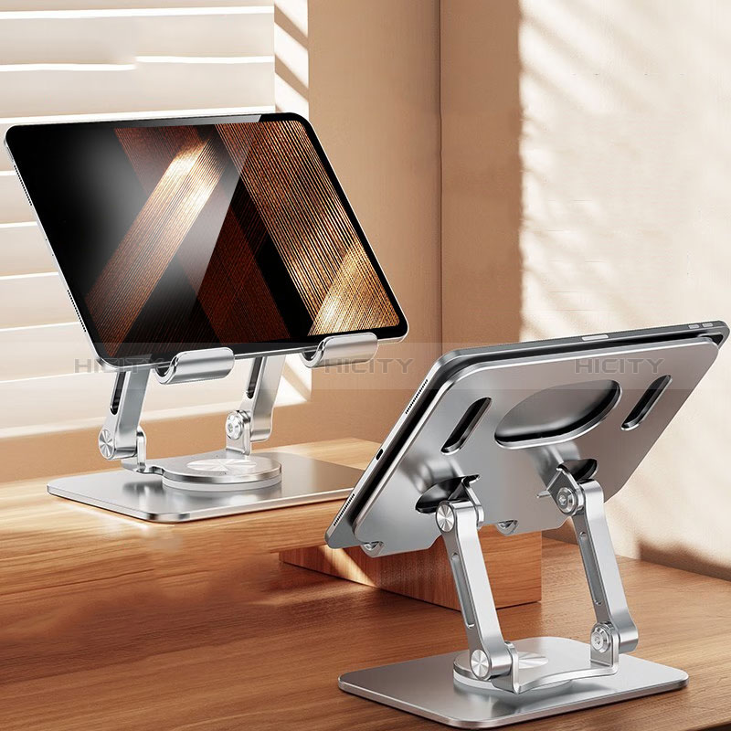 Universal Faltbare Ständer Tablet Halter Halterung Flexibel D08 für Apple iPad Pro 12.9 (2022) Silber