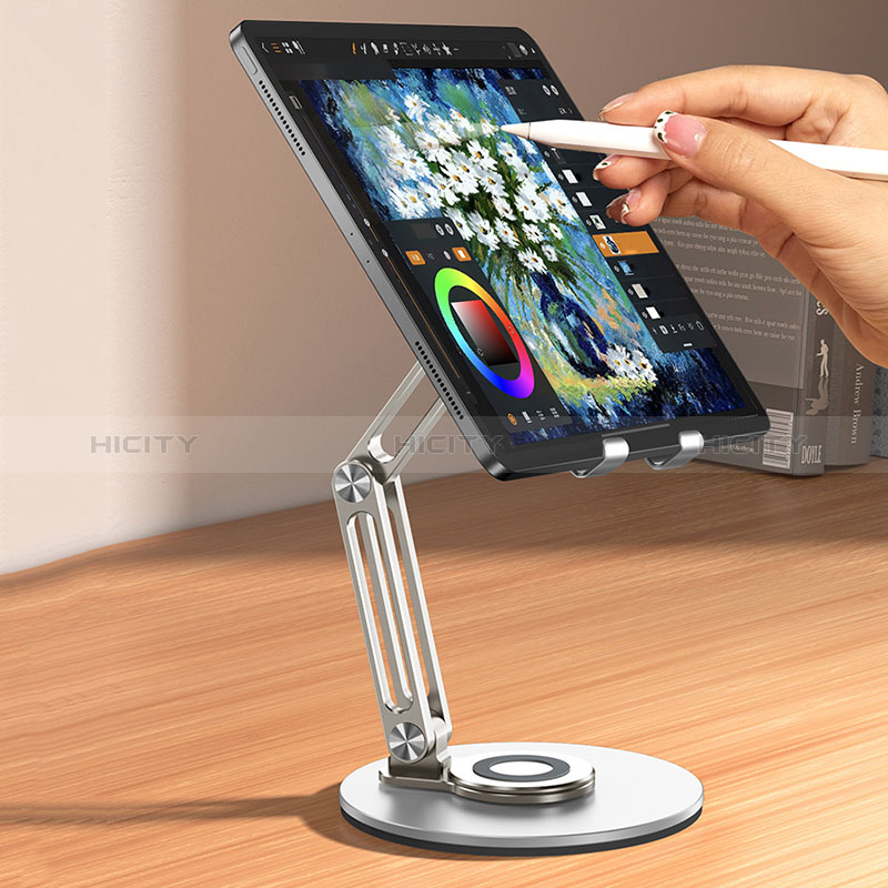 Universal Faltbare Ständer Tablet Halter Halterung Flexibel D15 für Apple iPad 10.2 (2019) Silber