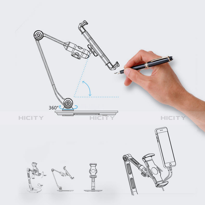 Universal Faltbare Ständer Tablet Halter Halterung Flexibel H08 für Apple iPad 10.2 (2020) Schwarz