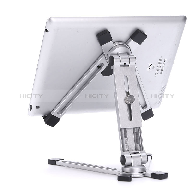 Universal Faltbare Ständer Tablet Halter Halterung Flexibel K19 für Apple iPad Pro 12.9 (2021) Silber Plus