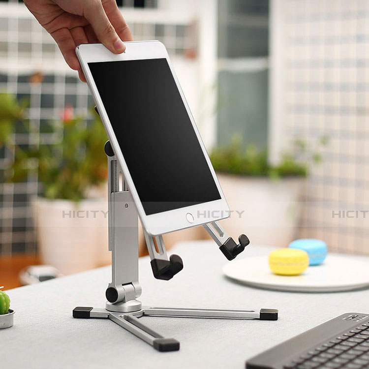 Universal Faltbare Ständer Tablet Halter Halterung Flexibel K19 für Apple iPad Pro 12.9 Silber