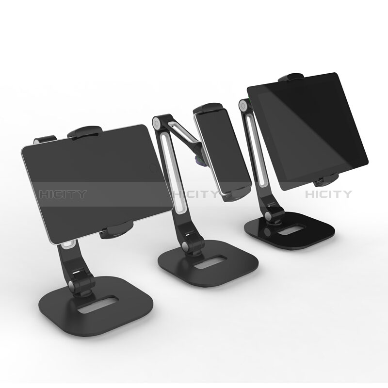 Universal Faltbare Ständer Tablet Halter Halterung Flexibel T46 für Apple iPad Pro 12.9 (2022) Schwarz groß
