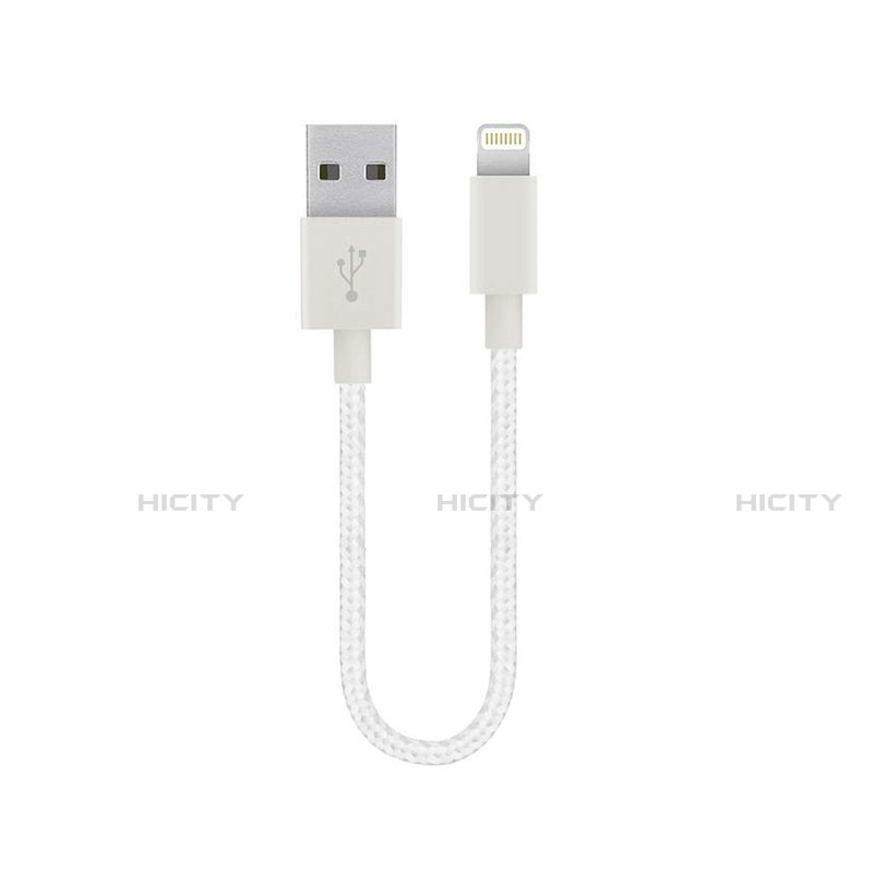 USB Ladekabel Kabel 15cm S01 für Apple iPad 10.2 (2020) Weiß Plus