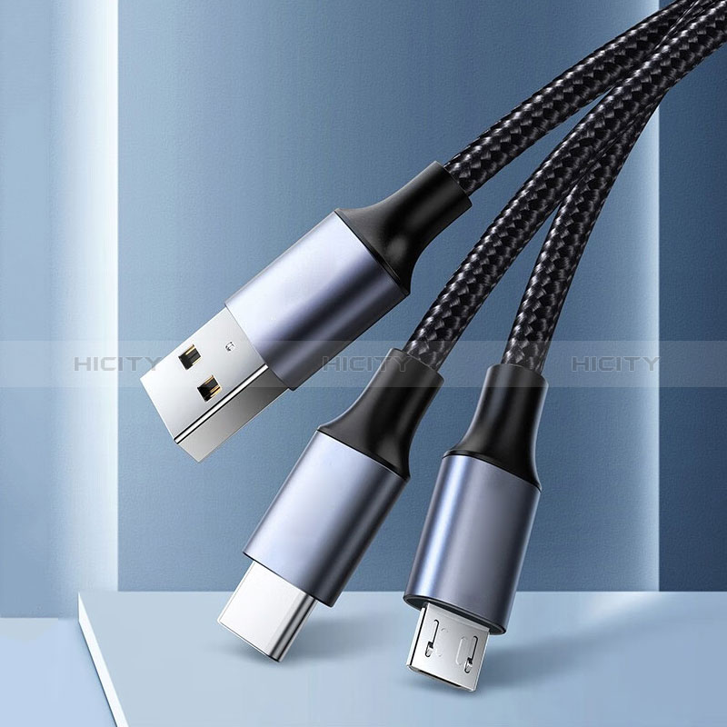 USB Ladekabel Kabel Android Micro USB Type-C 2A H01 für Apple iPad Air 5 10.9 (2022) Schwarz groß