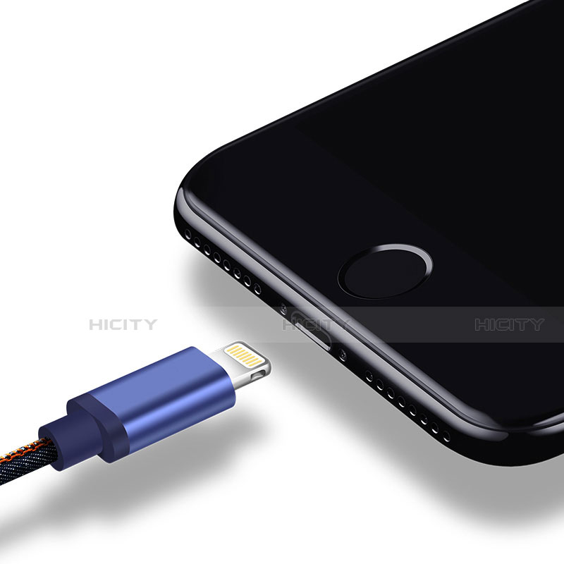 USB Ladekabel Kabel D01 für Apple iPhone 5S Blau