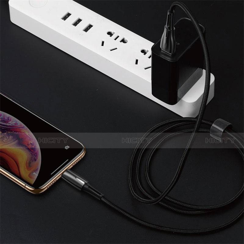 USB Ladekabel Kabel D02 für Apple iPad Mini 3 Schwarz groß