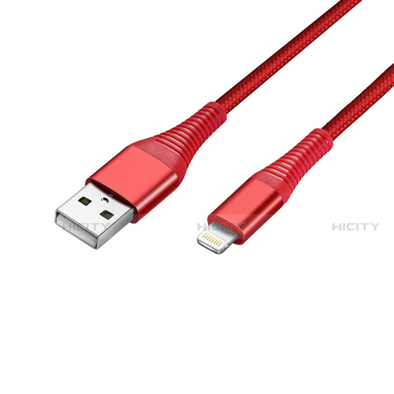 USB Ladekabel Kabel D14 für Apple iPhone SE (2020) Rot