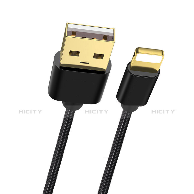 USB Ladekabel Kabel L02 für Apple iPad 10.2 (2020) Schwarz groß