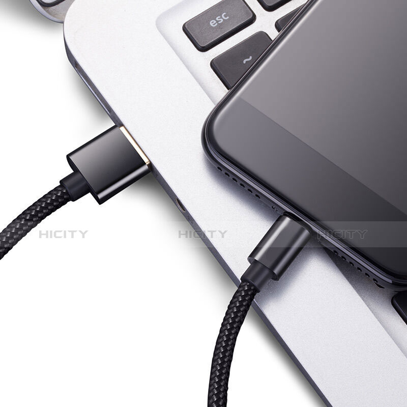 USB Ladekabel Kabel L02 für Apple iPad 10.2 (2020) Schwarz groß