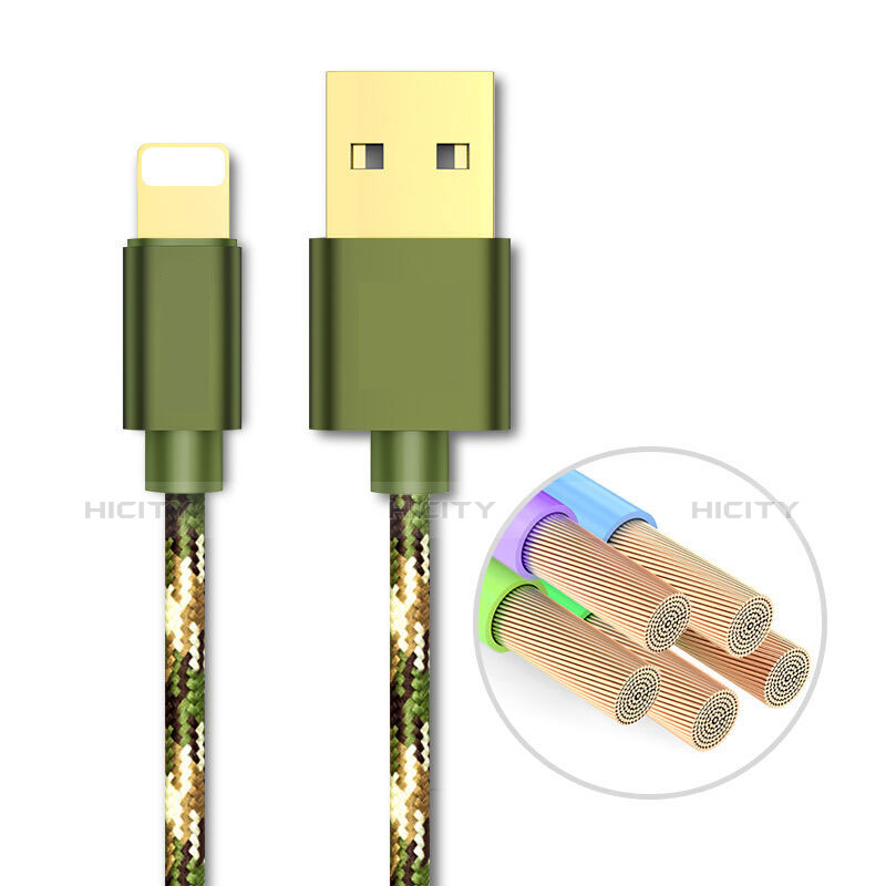 USB Ladekabel Kabel L03 für Apple iPad 4 Grün groß