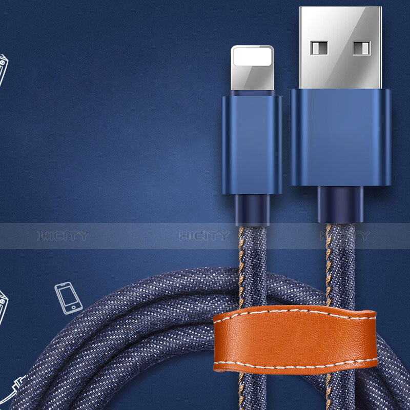 USB Ladekabel Kabel L04 für Apple iPad 10.2 (2020) Blau groß