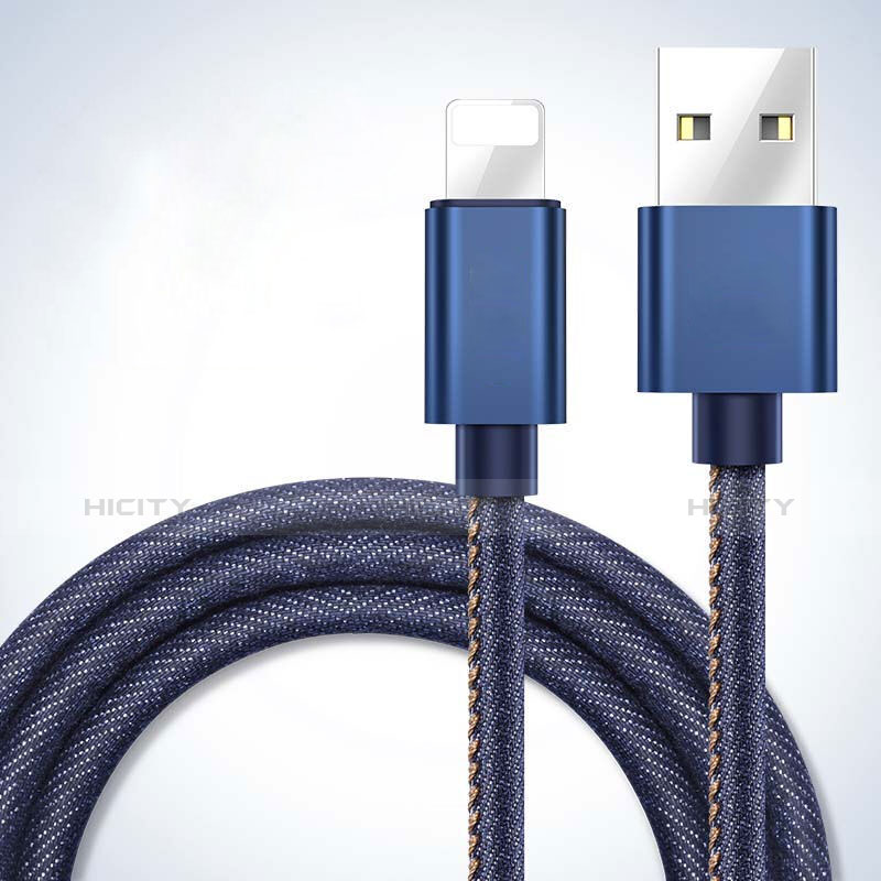 USB Ladekabel Kabel L04 für Apple iPad 10.2 (2020) Blau groß