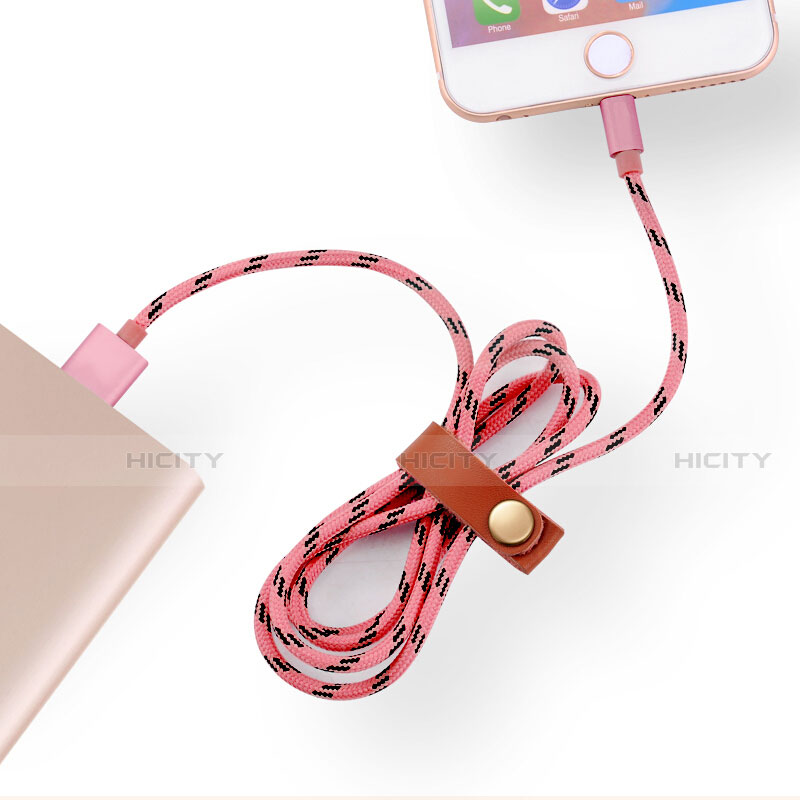 USB Ladekabel Kabel L05 für Apple iPhone 12 Rosa groß