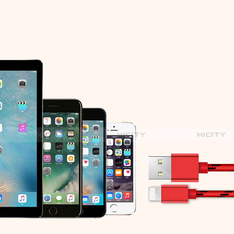 USB Ladekabel Kabel L05 für Apple iPhone 13 Pro Rot