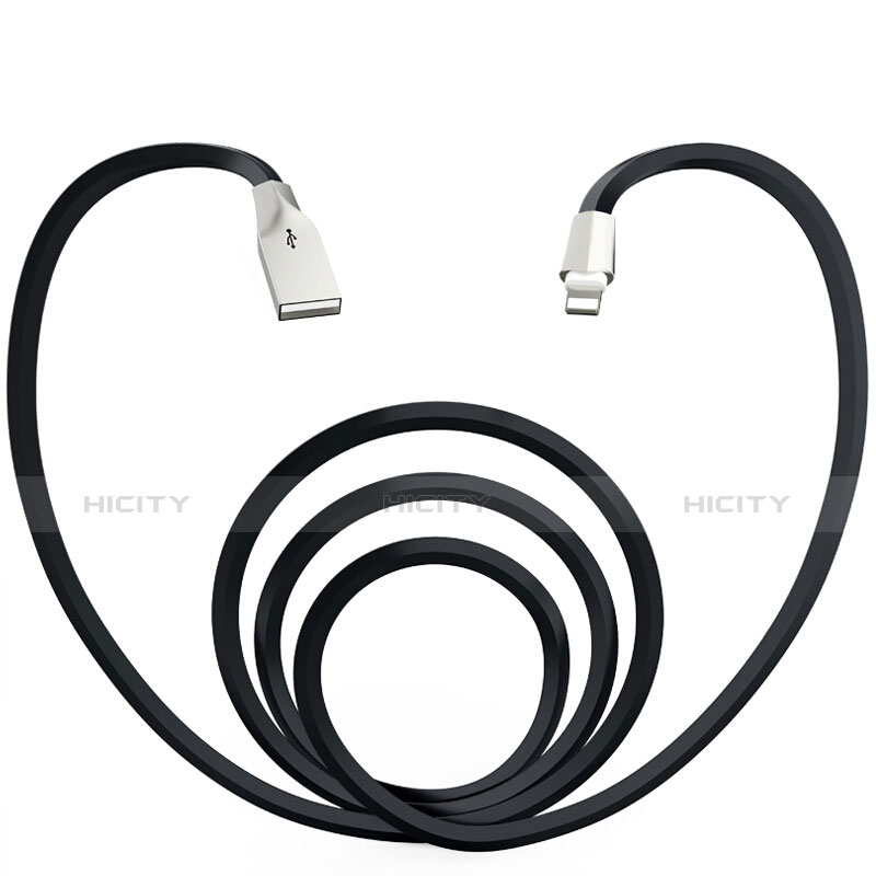 USB Ladekabel Kabel L06 für Apple iPad 10.2 (2020) Schwarz groß