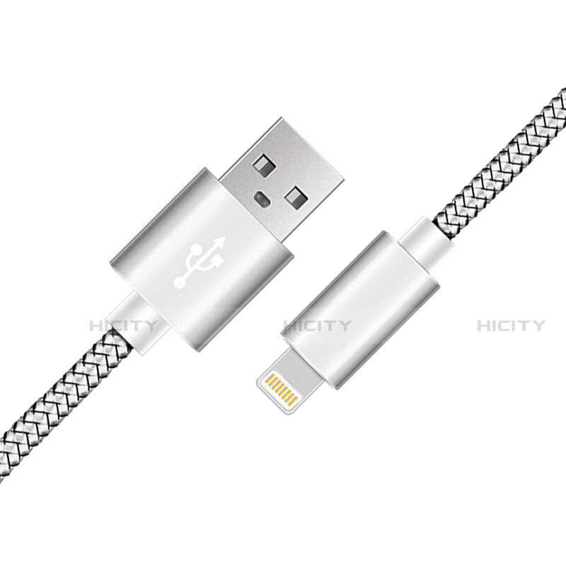 USB Ladekabel Kabel L07 für Apple iPhone 12 Max Silber