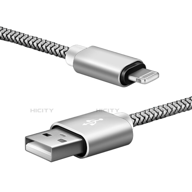 USB Ladekabel Kabel L07 für Apple iPhone 12 Max Silber