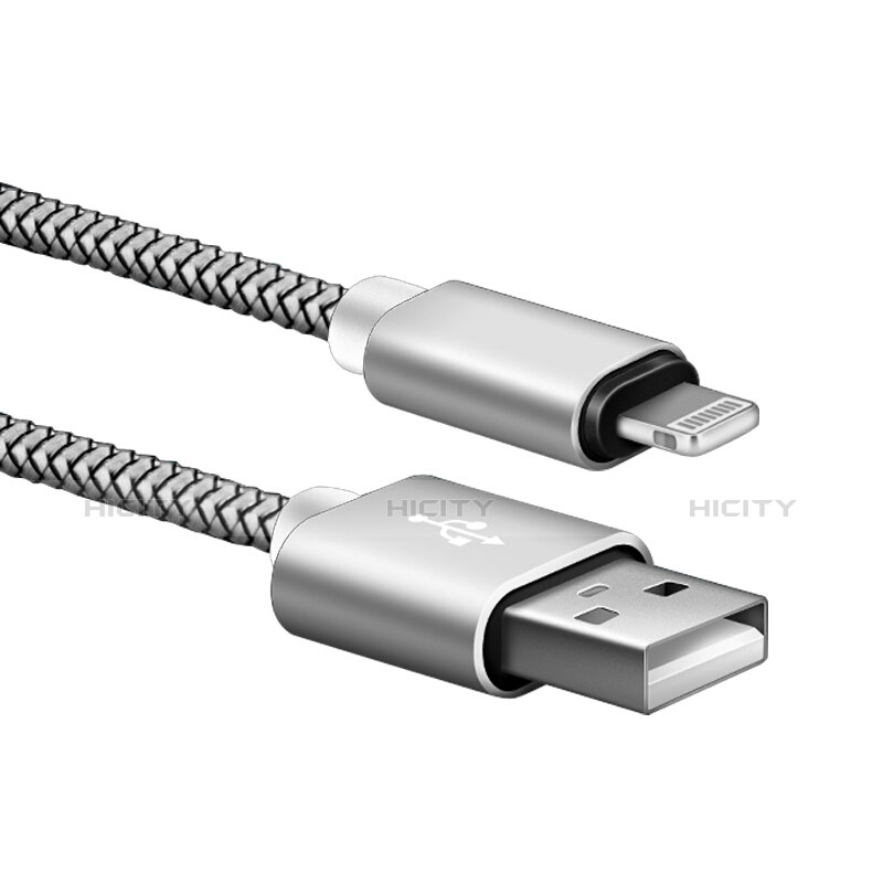 USB Ladekabel Kabel L07 für Apple iPhone 8 Plus Silber groß