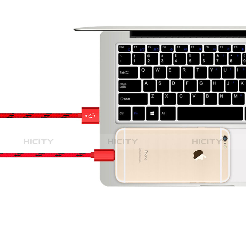 USB Ladekabel Kabel L10 für Apple iPad Pro 12.9 (2018) Rot groß