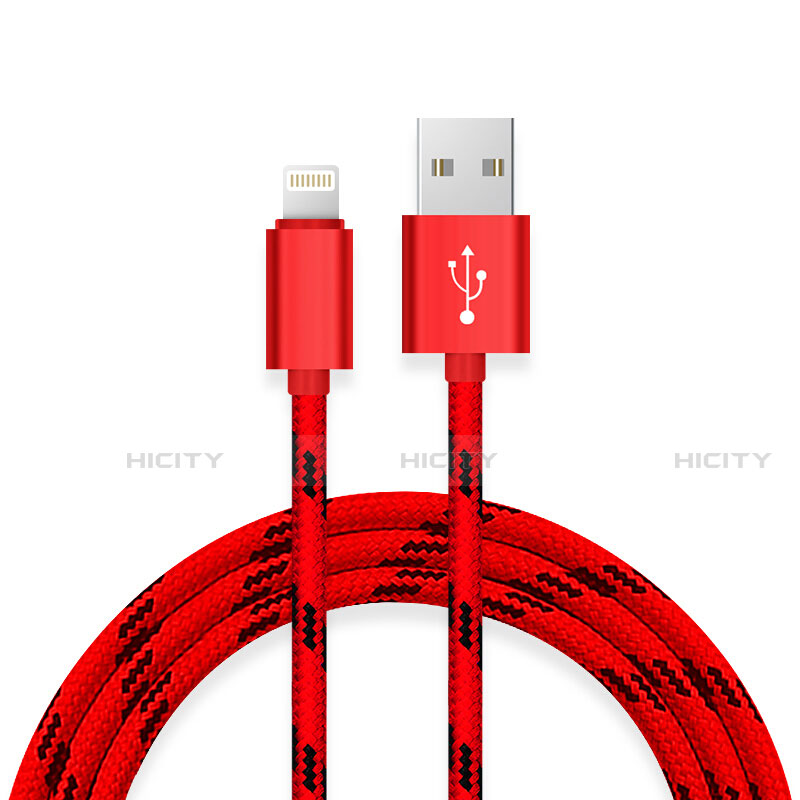 USB Ladekabel Kabel L10 für Apple iPhone 14 Plus Rot