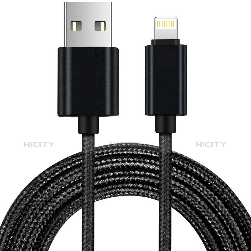 USB Ladekabel Kabel L13 für Apple iPad 10.2 (2020) Schwarz groß