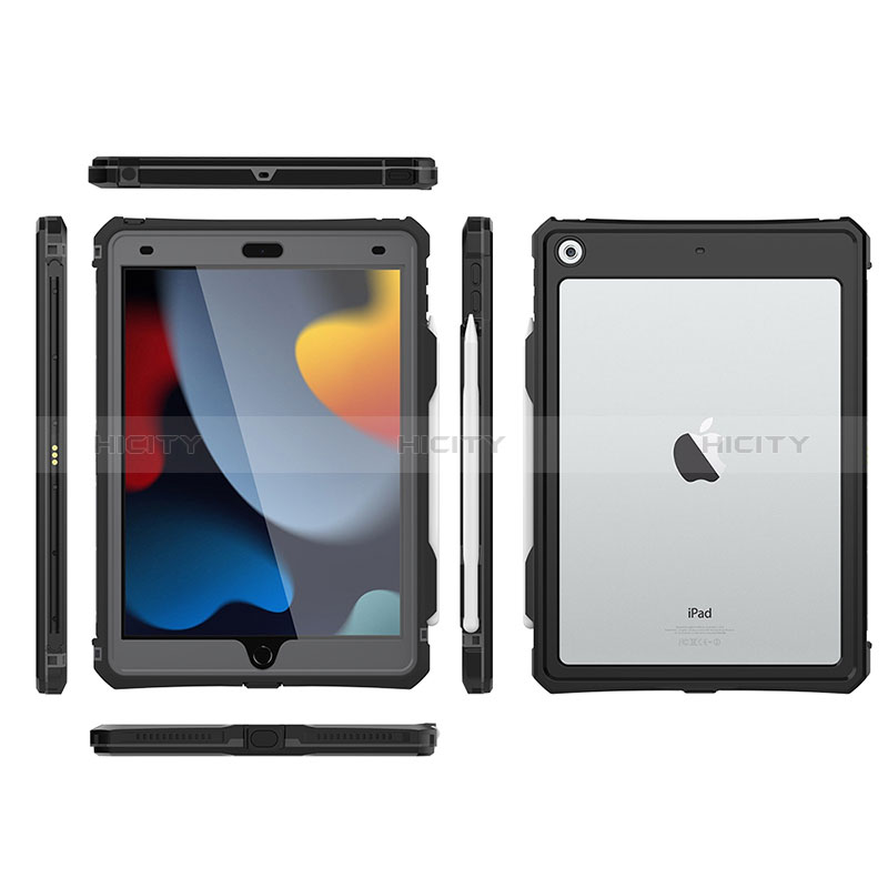 Wasserdicht Unterwasser Silikon Hülle Handyhülle und Kunststoff Waterproof Schutzhülle 360 Grad Ganzkörper Tasche für Apple iPad 10.2 (2019) Schwarz