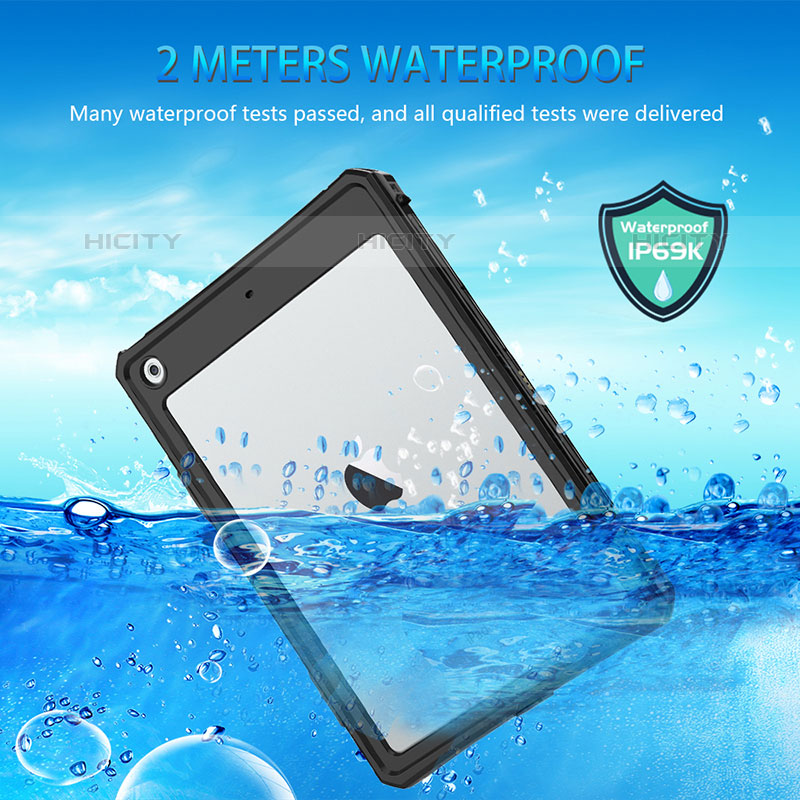 Wasserdicht Unterwasser Silikon Hülle Handyhülle und Kunststoff Waterproof Schutzhülle 360 Grad Ganzkörper Tasche für Apple iPad 10.2 (2020) Schwarz