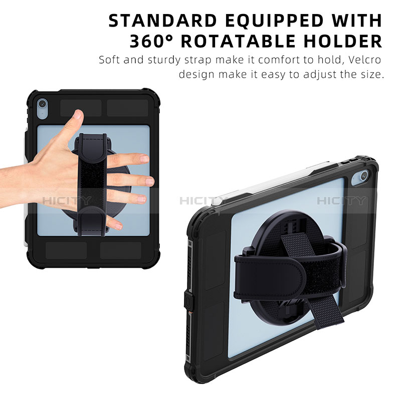 Wasserdicht Unterwasser Silikon Hülle Handyhülle und Kunststoff Waterproof Schutzhülle 360 Grad Ganzkörper Tasche für Apple iPad 10.9 (2022) Schwarz