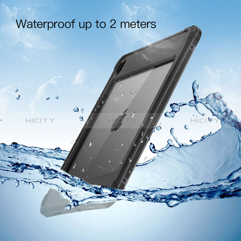 Wasserdicht Unterwasser Silikon Hülle Handyhülle und Kunststoff Waterproof Schutzhülle 360 Grad Ganzkörper Tasche für Apple iPad Air 5 10.9 (2022) Schwarz