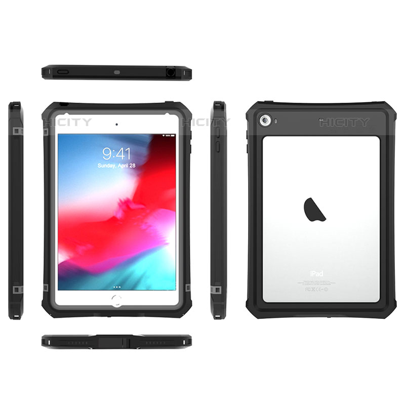 Wasserdicht Unterwasser Silikon Hülle Handyhülle und Kunststoff Waterproof Schutzhülle 360 Grad Ganzkörper Tasche für Apple iPad Mini 5 (2019) Schwarz